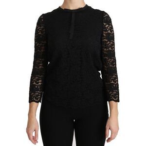 Dolce & Gabbana Lace Bow Top 34 Sleeve Style Women Black Tops & T-Shirts